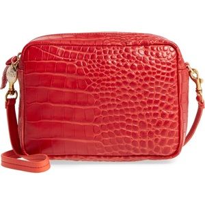 ClareV Sac Supreme Croc Embossed Leather Crossbody